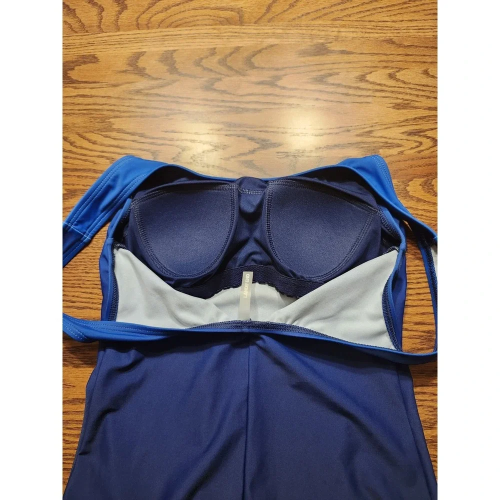 Lands' End One Piece Swimsuit Womens Ombre‎ Blue Scoop Neck Tugless Tank Size 4